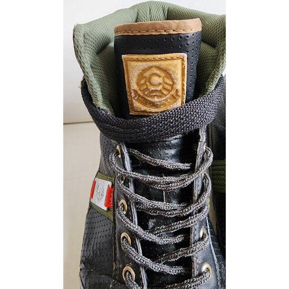 Coogi High Top Sneakers Mens 9.5 Black Leather Streetwear Strap Casual Shoes